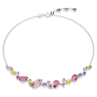 swarovski gema necklace  mixed cuts  multicolored  rhodium plated