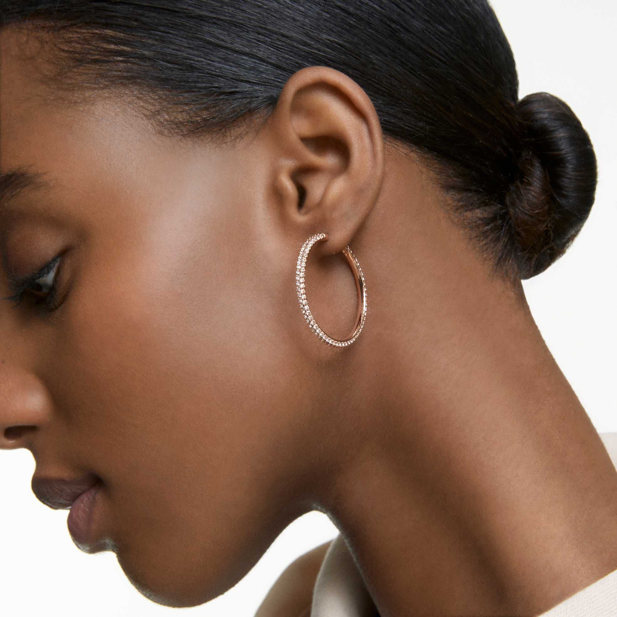 Pink stone hoop earrings shop