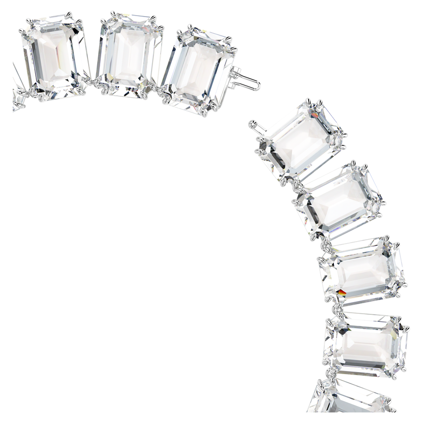 swarovski millenia necklace  oversized crystals  octagon cut  white  rhodium plated