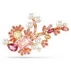 Gema brooch, Mixed cuts, Flower, Pink, Gold-tone plated