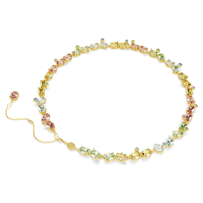 swarovski gema necklace  mixed cuts  multicolored  18k gold finish