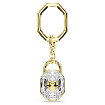 swarovski key ring  oval cut  white  gold tone plated