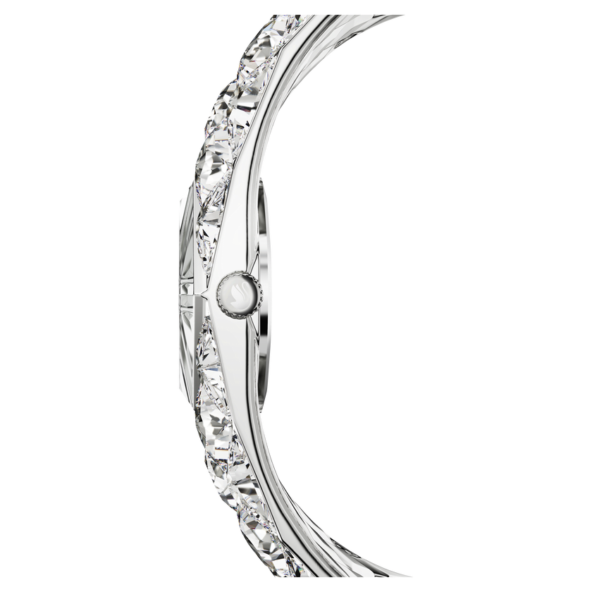 swarovski ساعة curiosa bangle، صناعة سويسرية، سوار كريستال، لون فضي، ستانلس ستيل