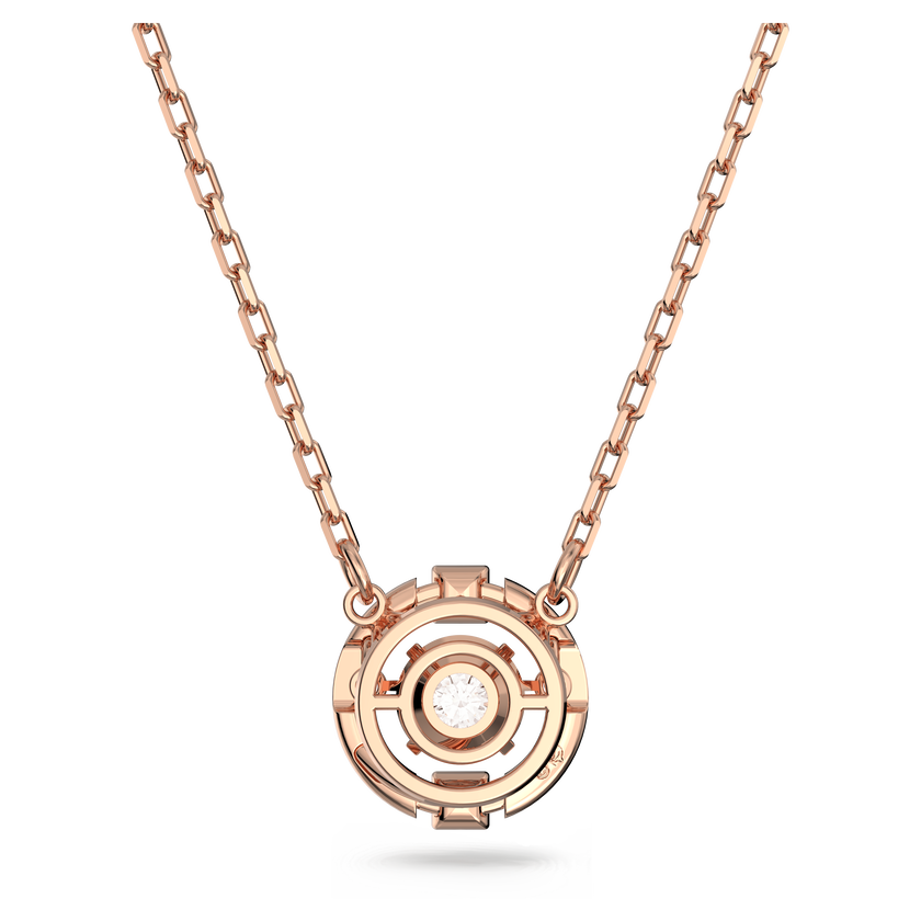 swarovski una necklace  round cut  white  18k rose gold finish
