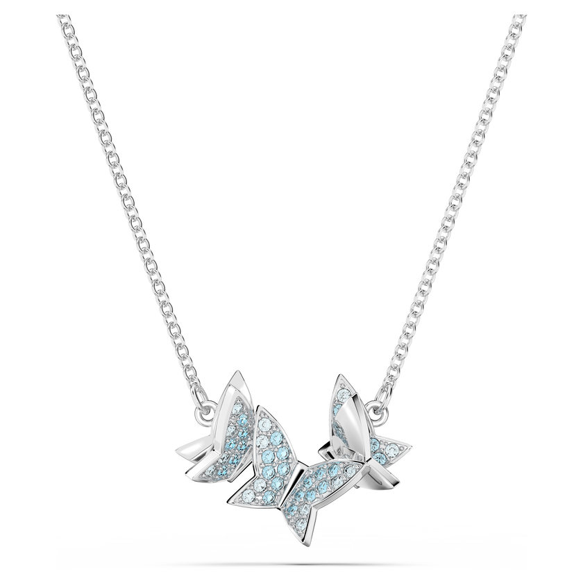 swarovski عقد lilia، على شكل فراشة، لون أزرق، طلاء روديوم