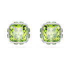 swarovski birthstone stud earrings  square cut  august  green  rhodium plated