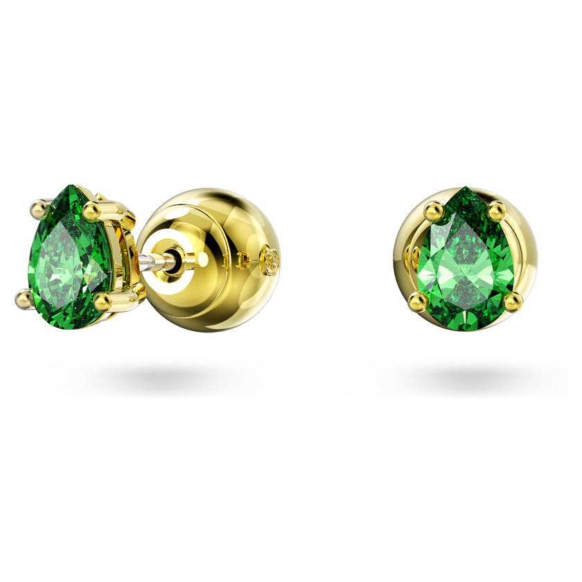 swarovski أقراط دبوسية chroma، قطع على شكل كمثري، لون أخضر، طلاء بلون ذهبي