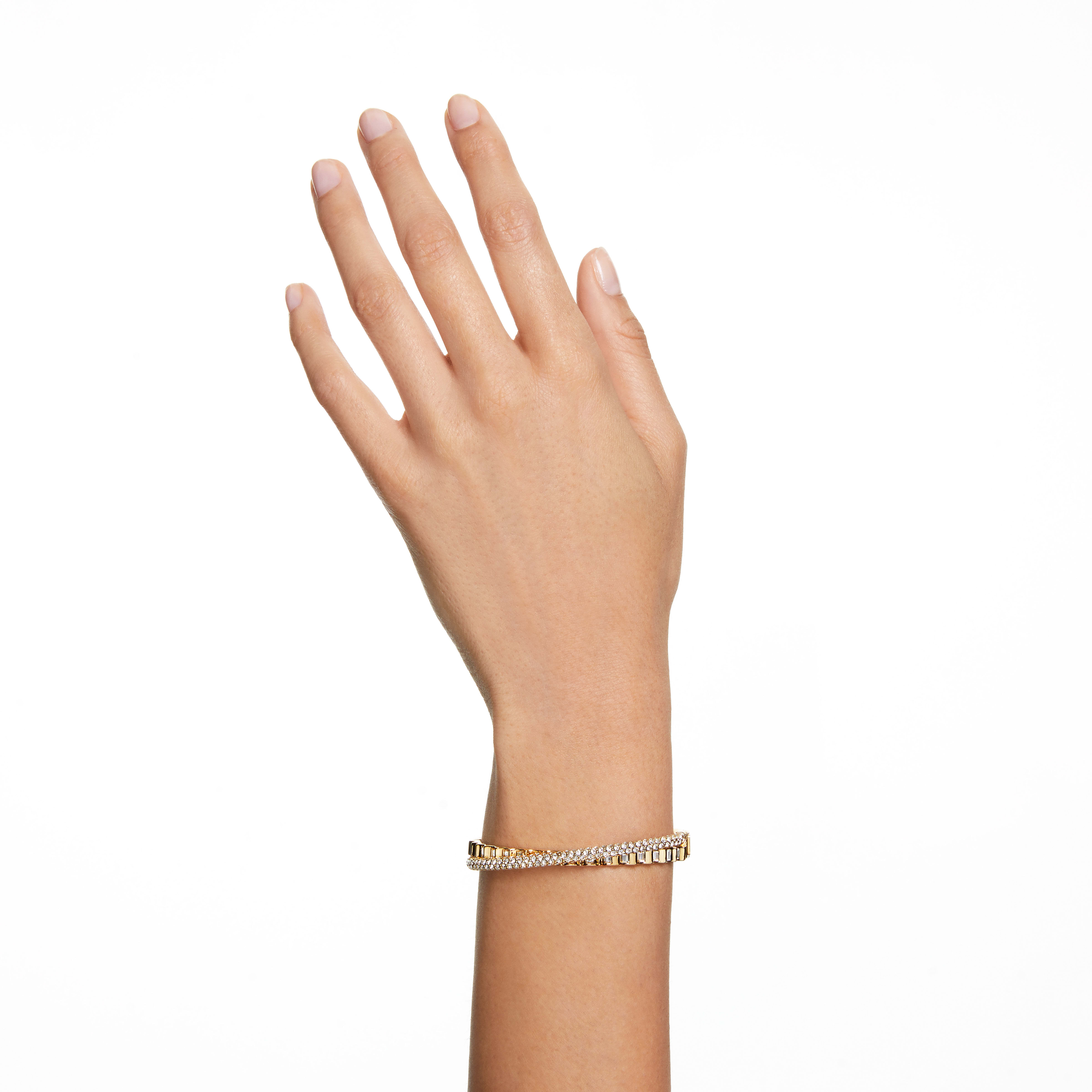 Buy Swarovski Rota bangle, Mixed cuts, White, Gold-tone plated