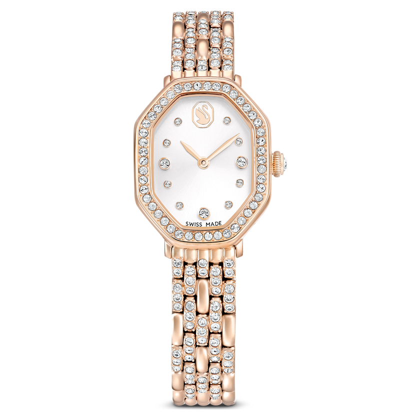 swarovski dextera octagon watch  swiss made  metal bracelet  gold tone  rose gold tone finish