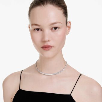 swarovski matrix necklace  baguette cut  white  rhodium plated