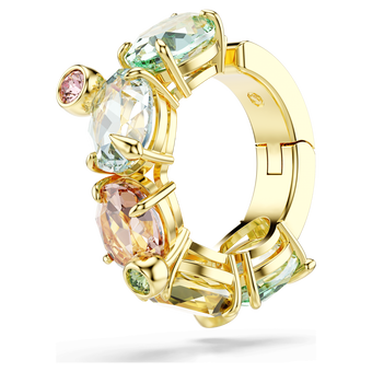swarovski gema ear cuff  single  mixed cuts  multicolored  gold tone plated
