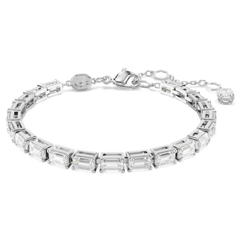 swarovski matrix tennis bracelet  baguette cut  white  rhodium plated