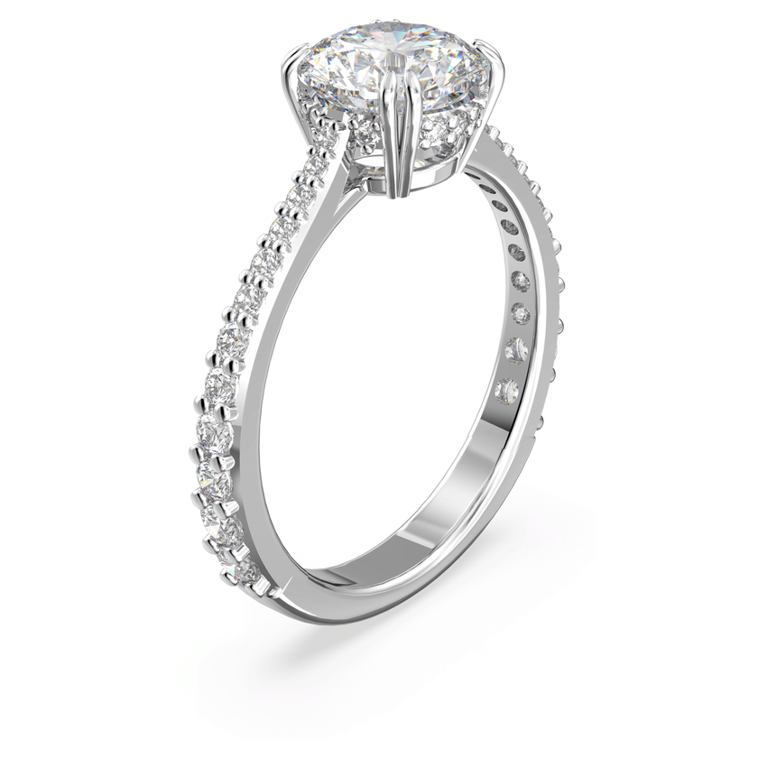 swarovski خاتم stilla، طقم من قطعتين، قطع مربع، لون أبيض، طلاء روديوم