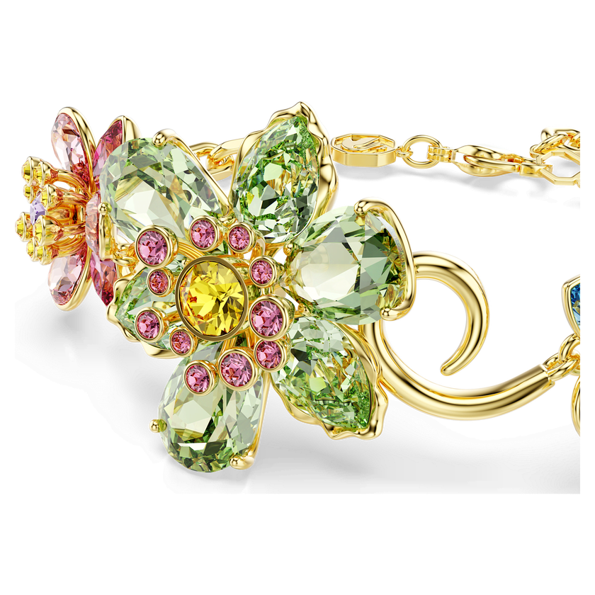 swarovski idyllia bracelet  mixed cuts  flower  multicolored  gold tone plated