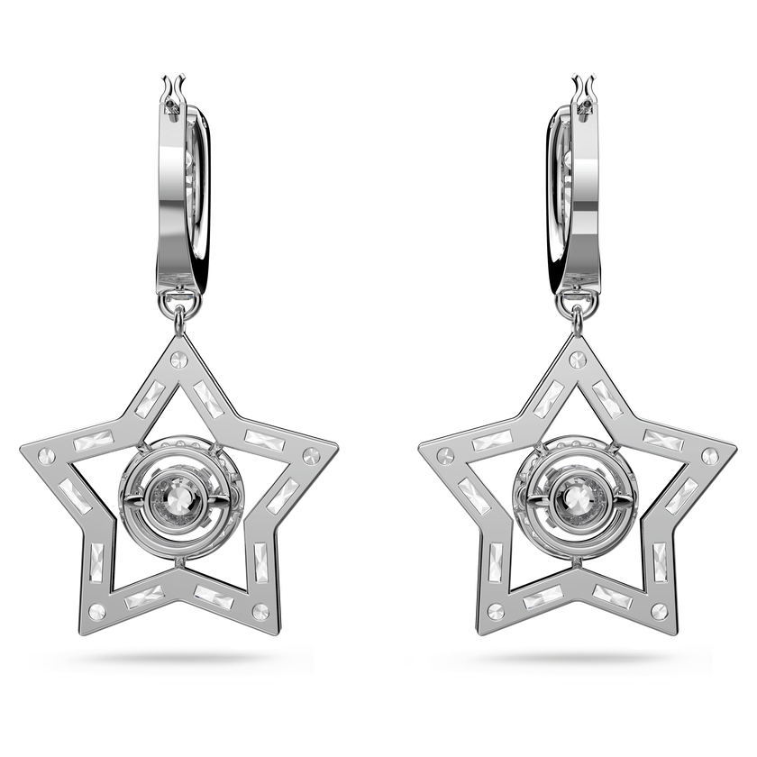 swarovski stella hoop earrings  white  rhodium plated