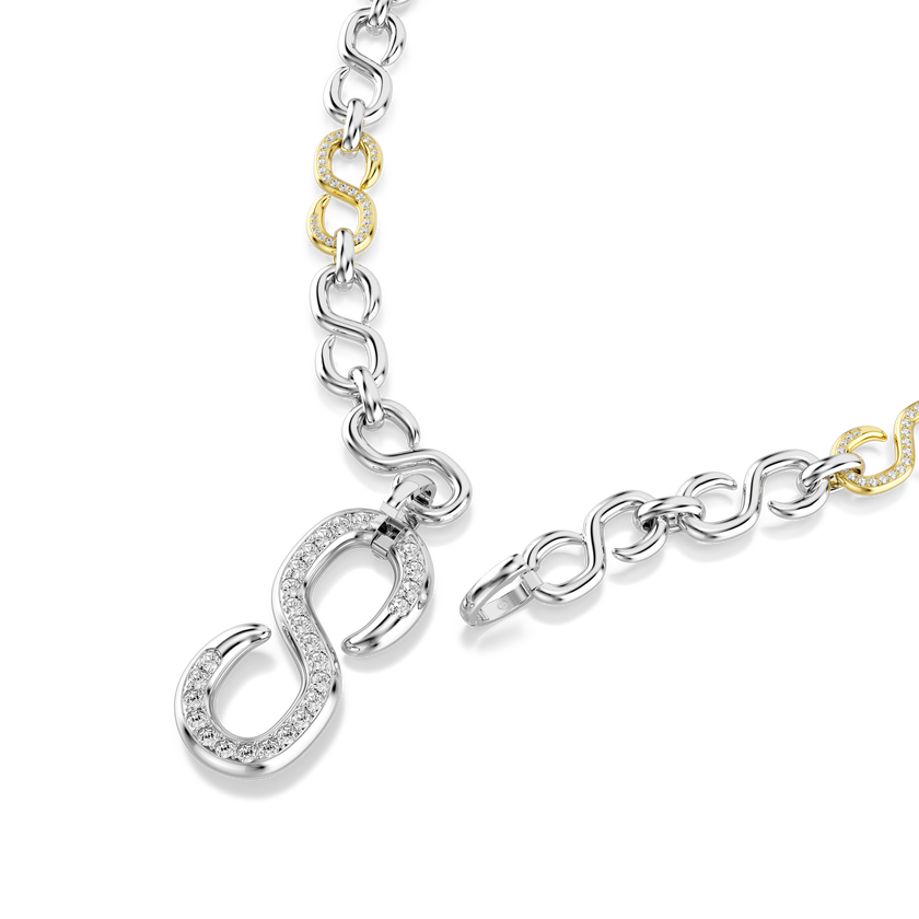 swarovski dextera strandage  round cut  white  mixed metal finish