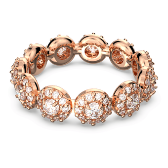 swarovski خاتم una، قطع مستدير، كريستالات متراصة، لون أبيض، طلاء ذهبي وردي