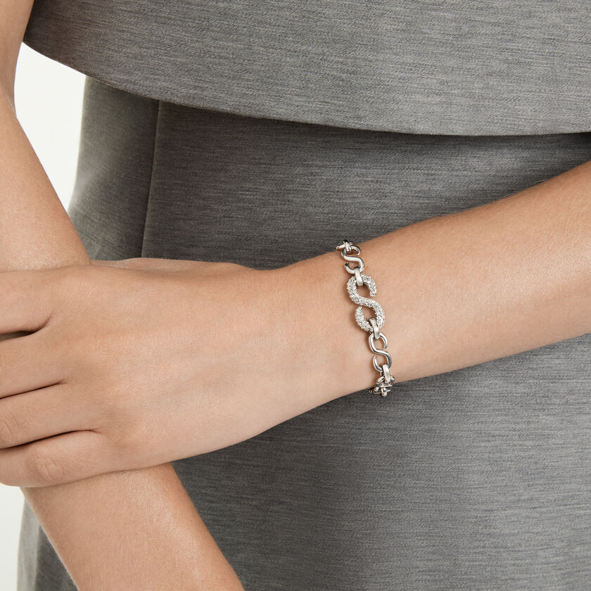 swarovski dextera bracelet  round cut  white  rhodium plated