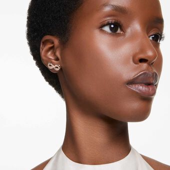 Hyperbola stud earrings, Infinity, White, Rose gold-tone plated swarovski hyperbola stud earrings  infinity  white  rose gold tone plated