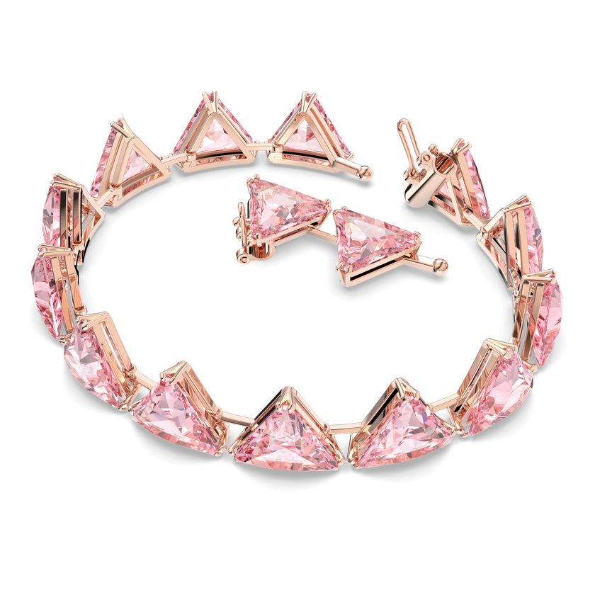 swarovski millenia bracelet   triangle cut crystals  pink  rhodium plated