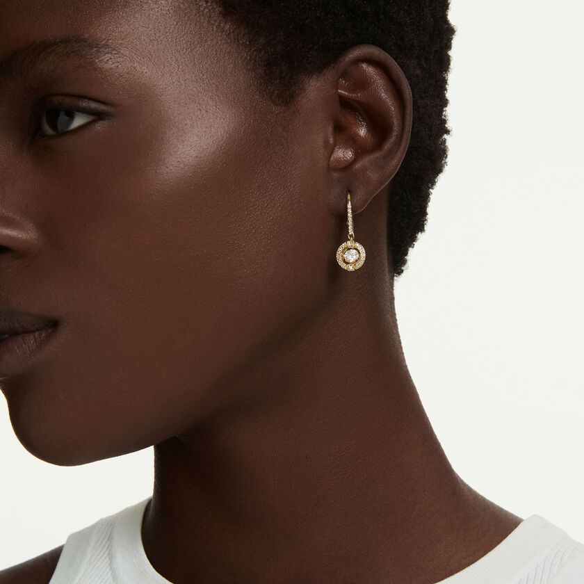 swarovski أقراط متدلية una angelic، قطع مُستدير، لون أبيض، لمسة نهائية من الذهب عيار 18 قيراط