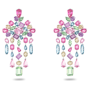 Gema clip earrings, Chandelier, Multicolored, Rhodium plated swarovski gema clip earrings chandelier multicolored rhodium plated