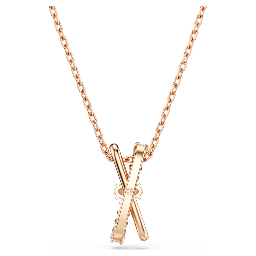 swarovski hyperbola pendant  mixed cuts  twist  white  rose gold tone plated