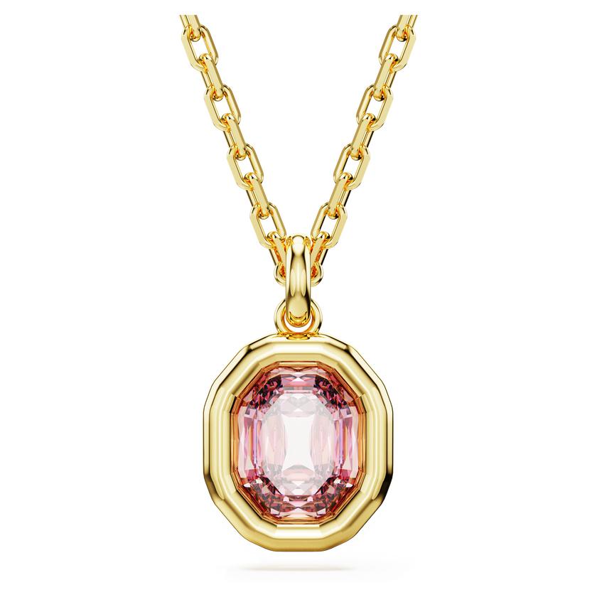 swarovski imber pendant  octagon cut  pink  gold tone plated
