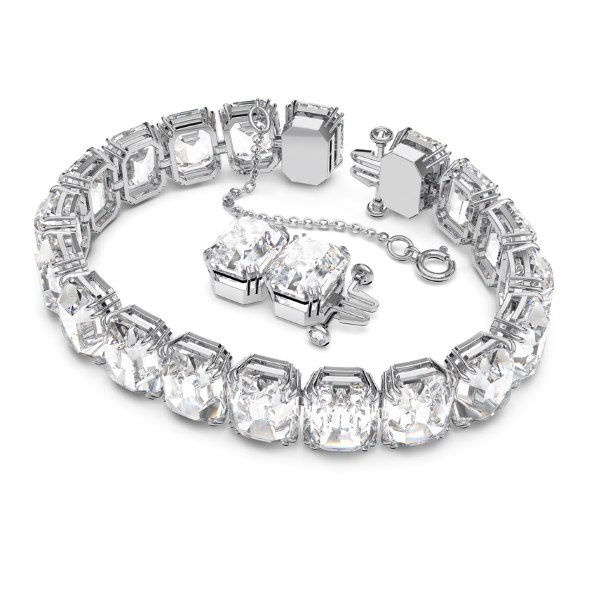 swarovski millenia bracelet  small octagon cut crystals  white  rhodium plated