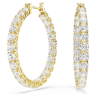 swarovski أقراط حلقية matrix، قطع مستدير، لون أبيض، طلاء باللون الذهبي