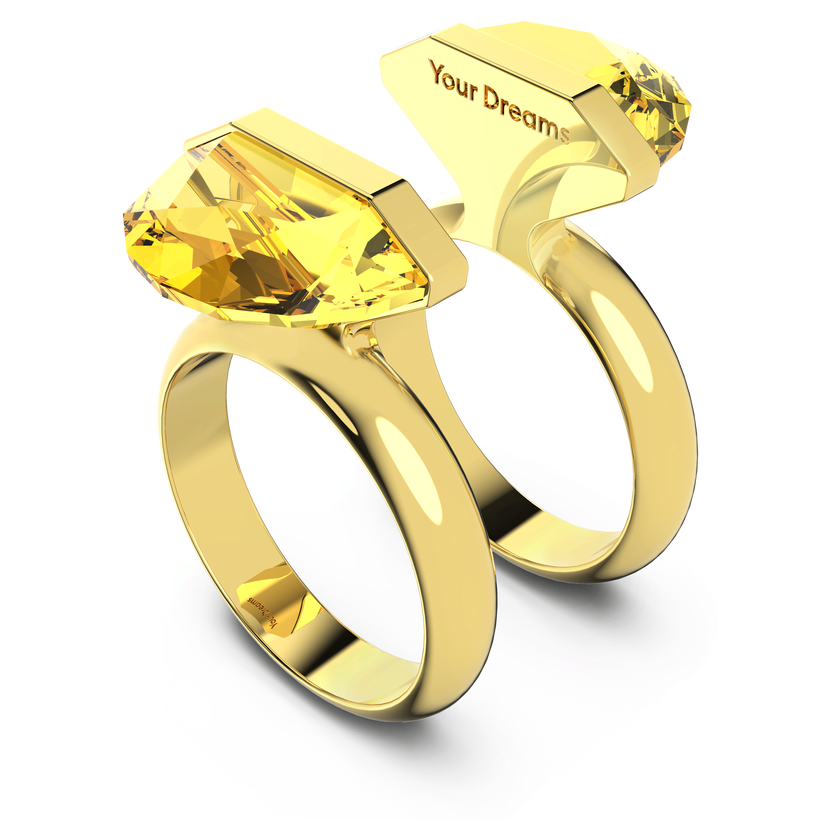 swarovski lucent ring  magnetic  yellow  gold tone plated