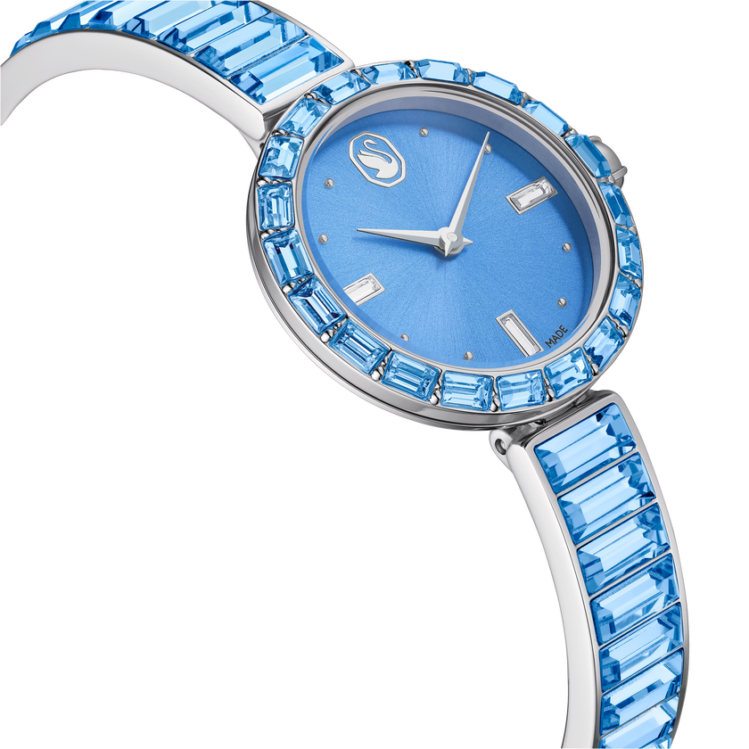 swarovski matrix bangle watch  swiss made  crystal bracelet  blue  stainless steel