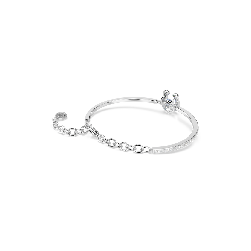 swarovski symbolica bangle  round cut  pav   horse shoe  blue  rhodium plated