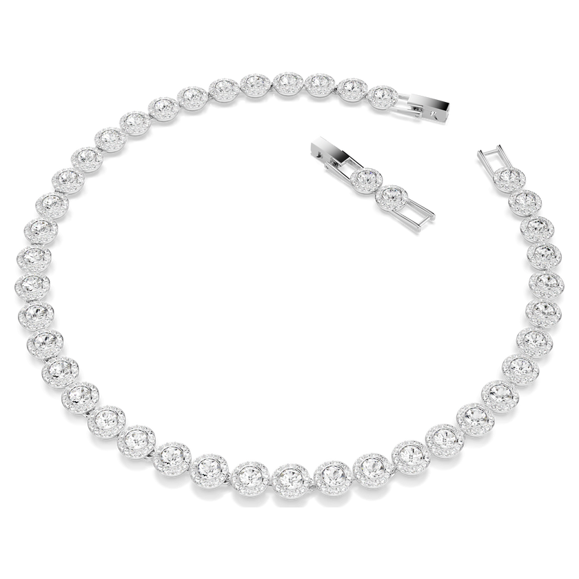swarovski عقد una angelic tennis، قطع مُستدير، لون أبيض، طلاء روديوم