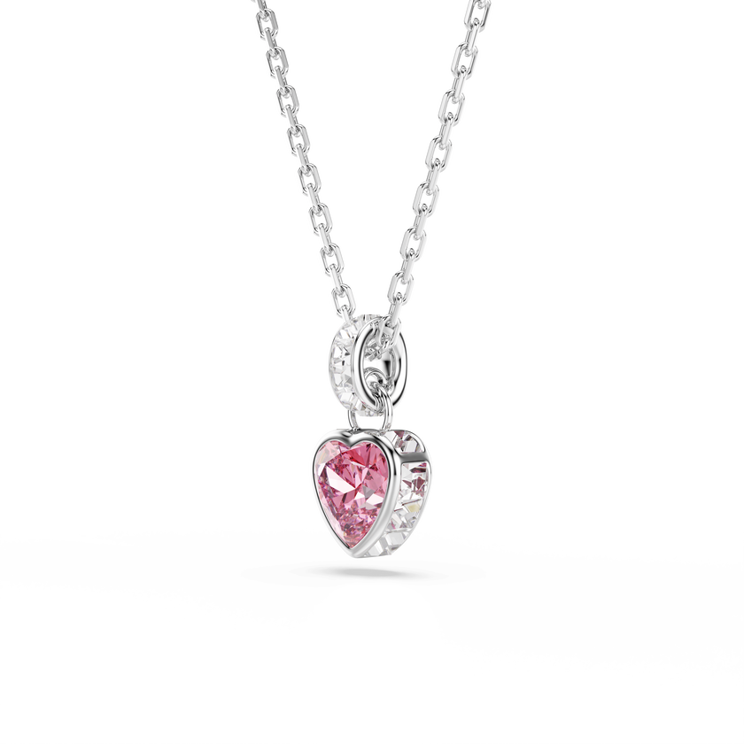 swarovski chroma pendant  mixed cuts  pink  rhodium plated