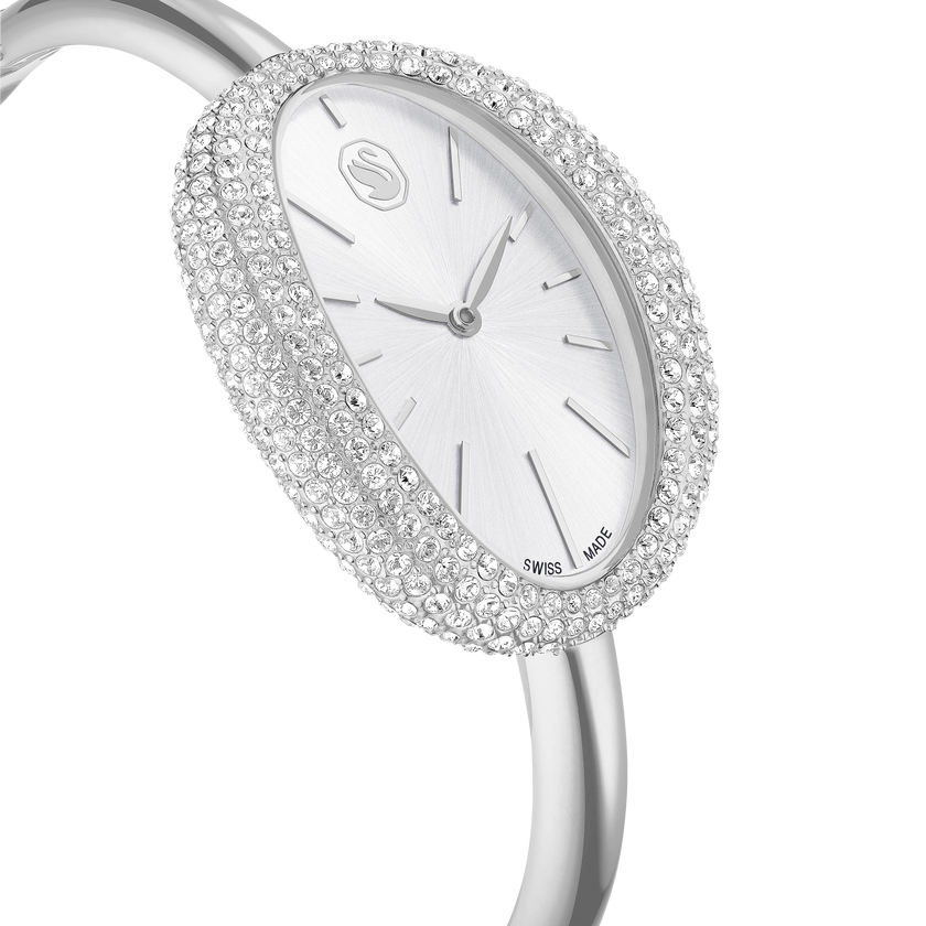 swarovski ساعة imber bangle، صناعة سويسرية، سوار معدني، لون فضي، ستانلس ستيل