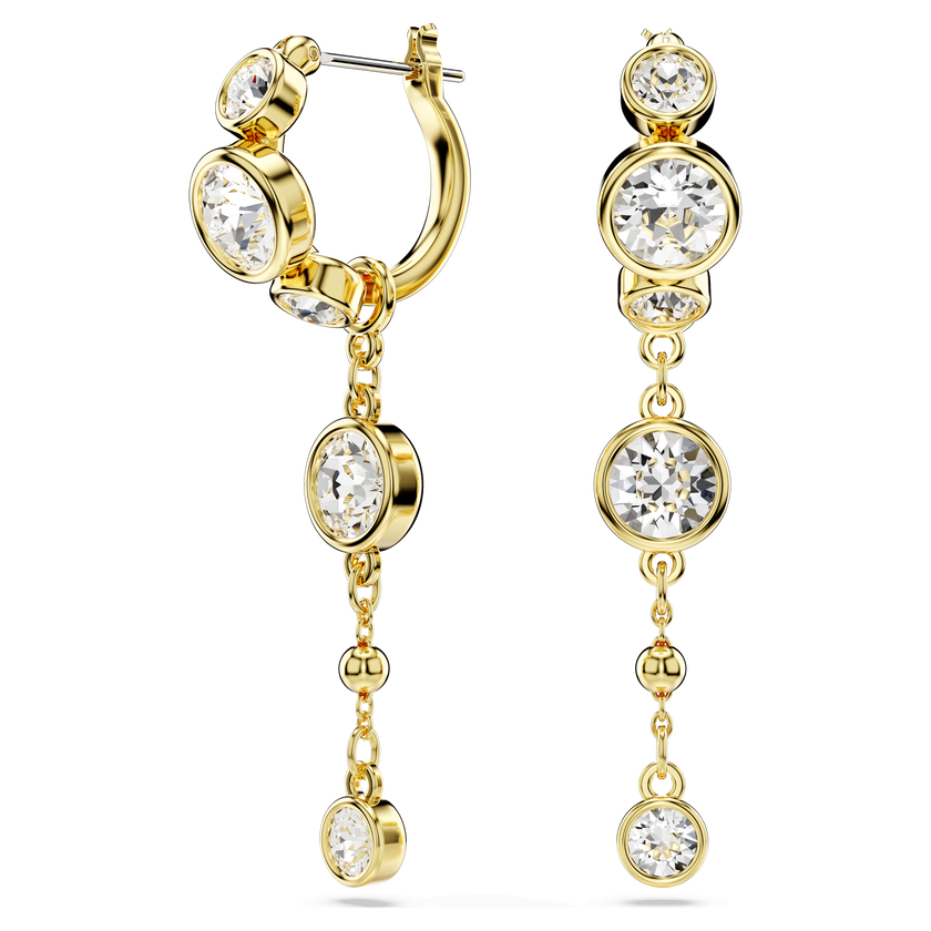 swarovski imber drop earrings  round cut  white  mixed metal finish