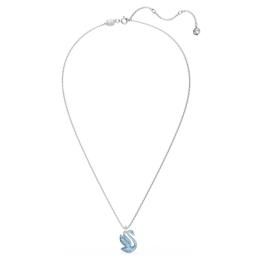 swarovski swan pendant  swan  medium  blue  rhodium plated