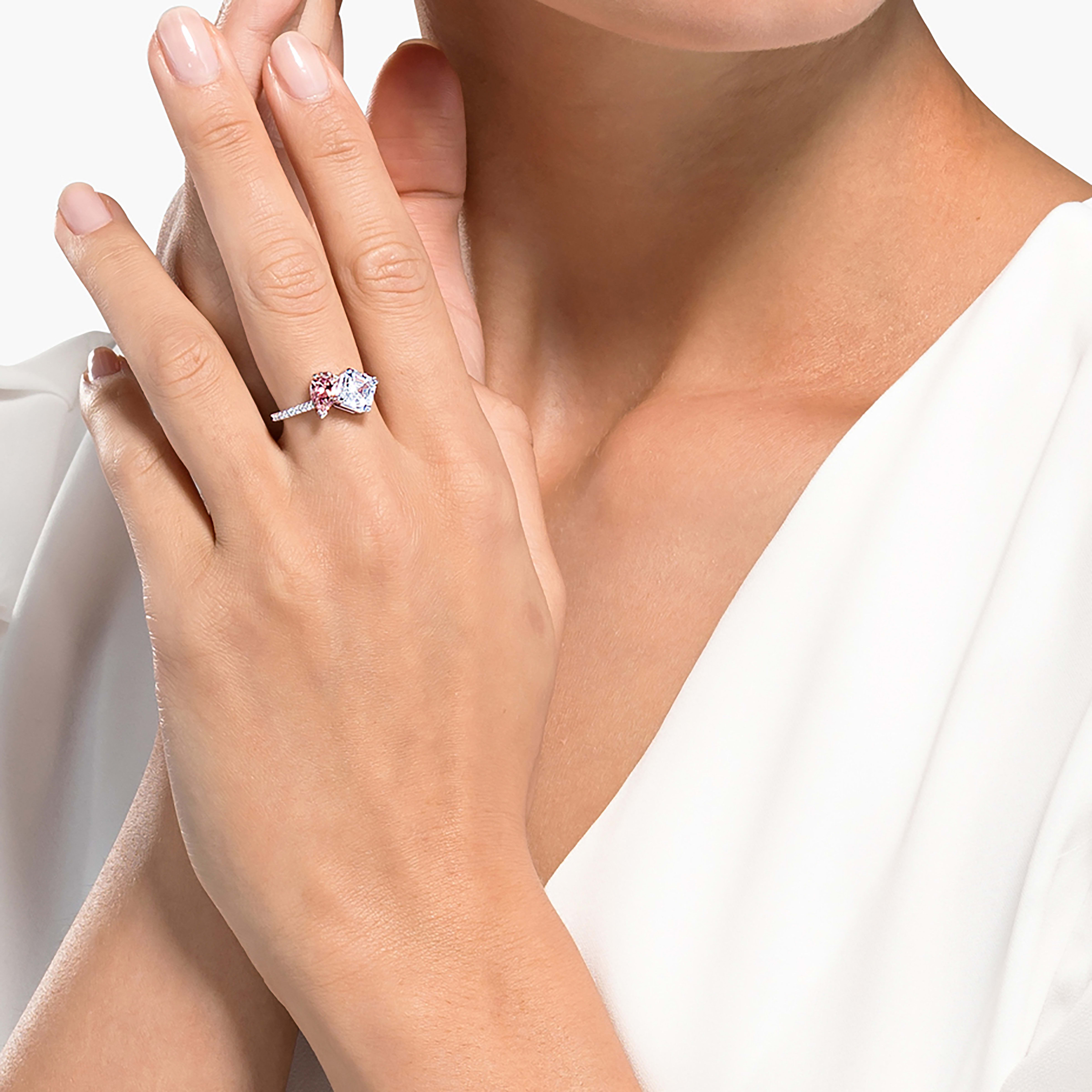 Buy Swarovski Attract Soul Ring, Pink, Rhodium plated