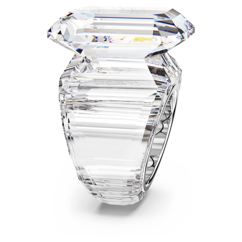 swarovski lucent cocktail ring  octagon cut  white