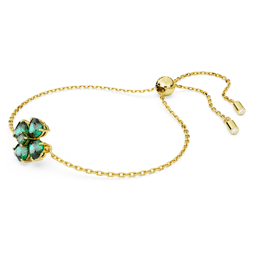swarovski idyllia bracelet  mixed cuts  clover  green  gold tone plated