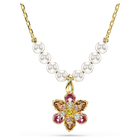 swarovski idyllia pendant  crystal pearl  mixed cuts  flower  multicolored  gold tone plated