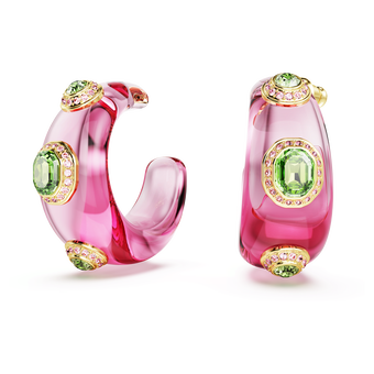 swarovski dulcis hoop earrings  mixed cuts  multicolored  gold tone plated