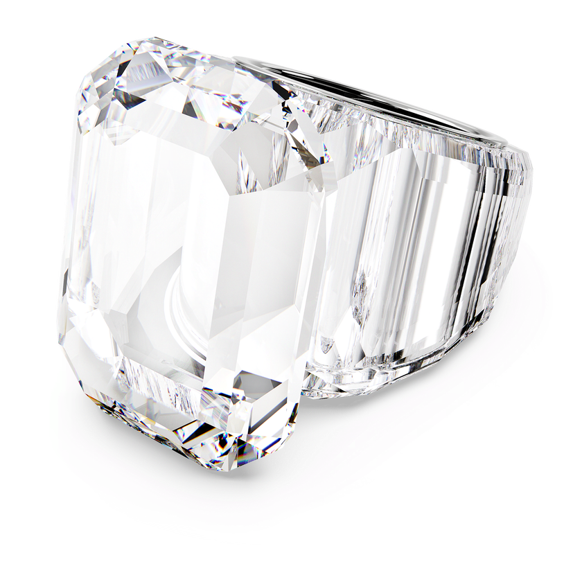 swarovski lucent cocktail ring  octagon cut  white