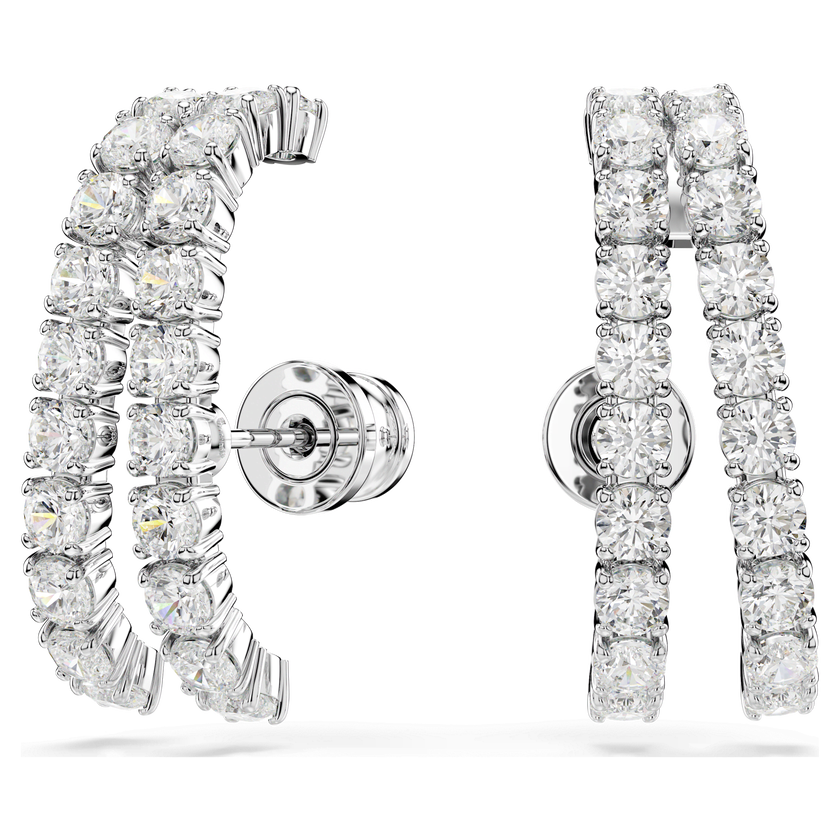 swarovski matrix ear cuffs  round cut  white  rhodium plated