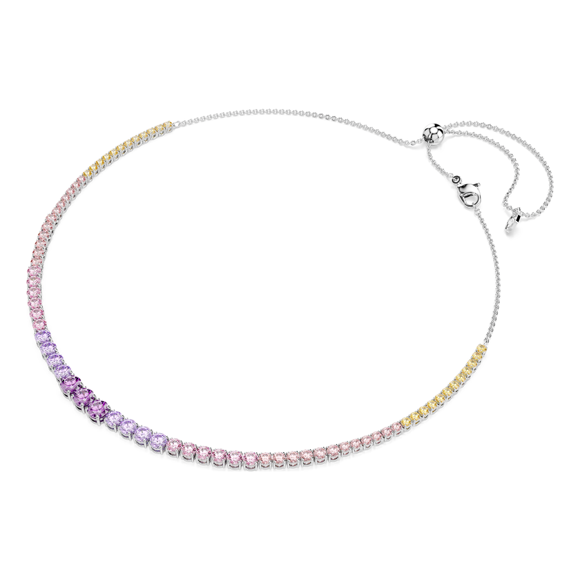 swarovski matrix necklace  gradient of round cuts  multicolored  rhodium plated