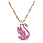 Swan pendant, Swan, Medium, Pink, Rose gold-tone plated