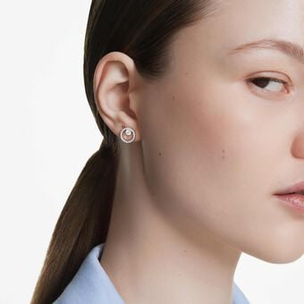 swarovski أقراط دبوسية constella، قطع مُستدير، لون أبيض، طلاء روديوم