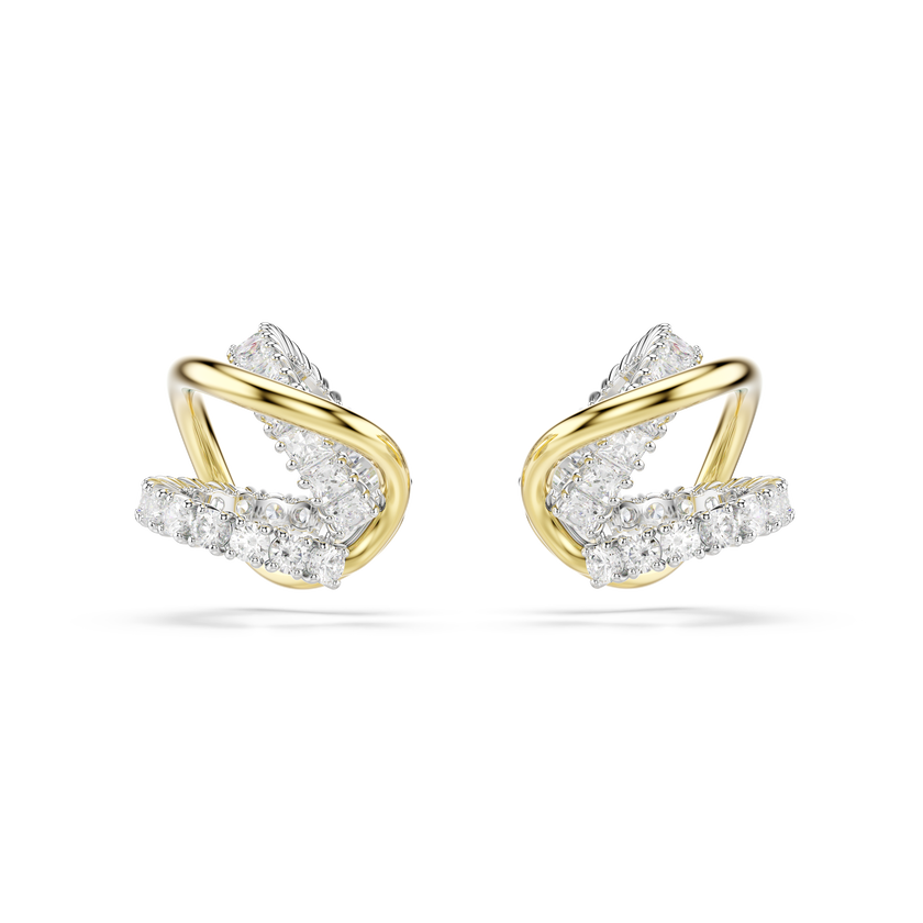 swarovski hyperbola ear cuffs  mixed cuts  white  mixed metal finish