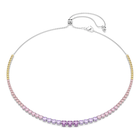 swarovski matrix necklace  gradient of round cuts  multicolored  rhodium plated